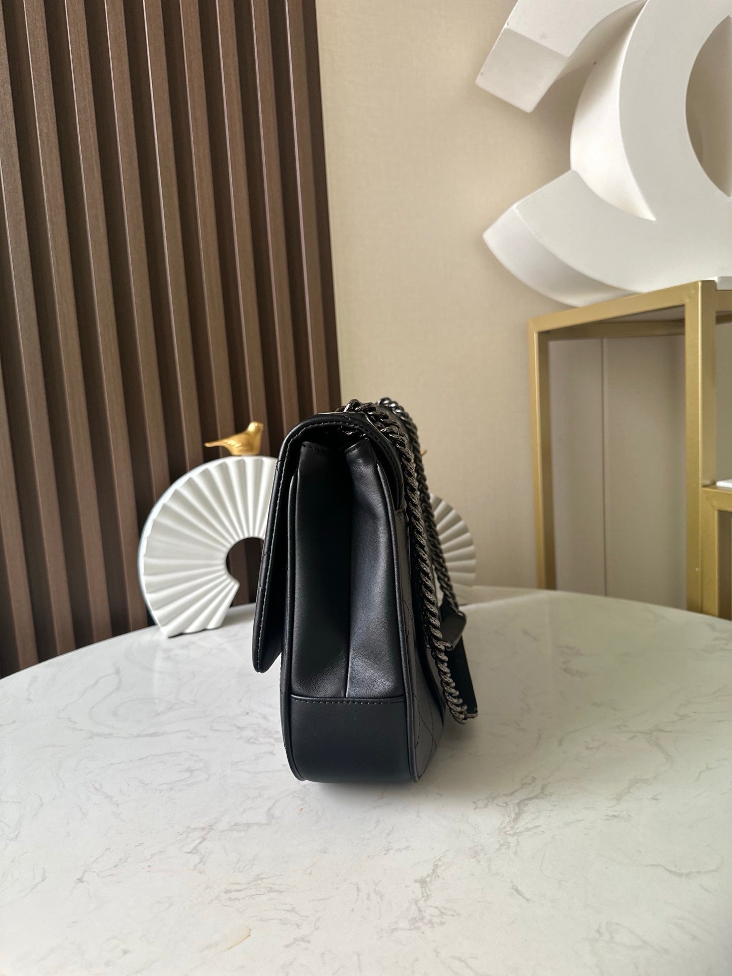 CHANEL 25S SHOULDER BAG 34 IN BLACK CALFSKIN