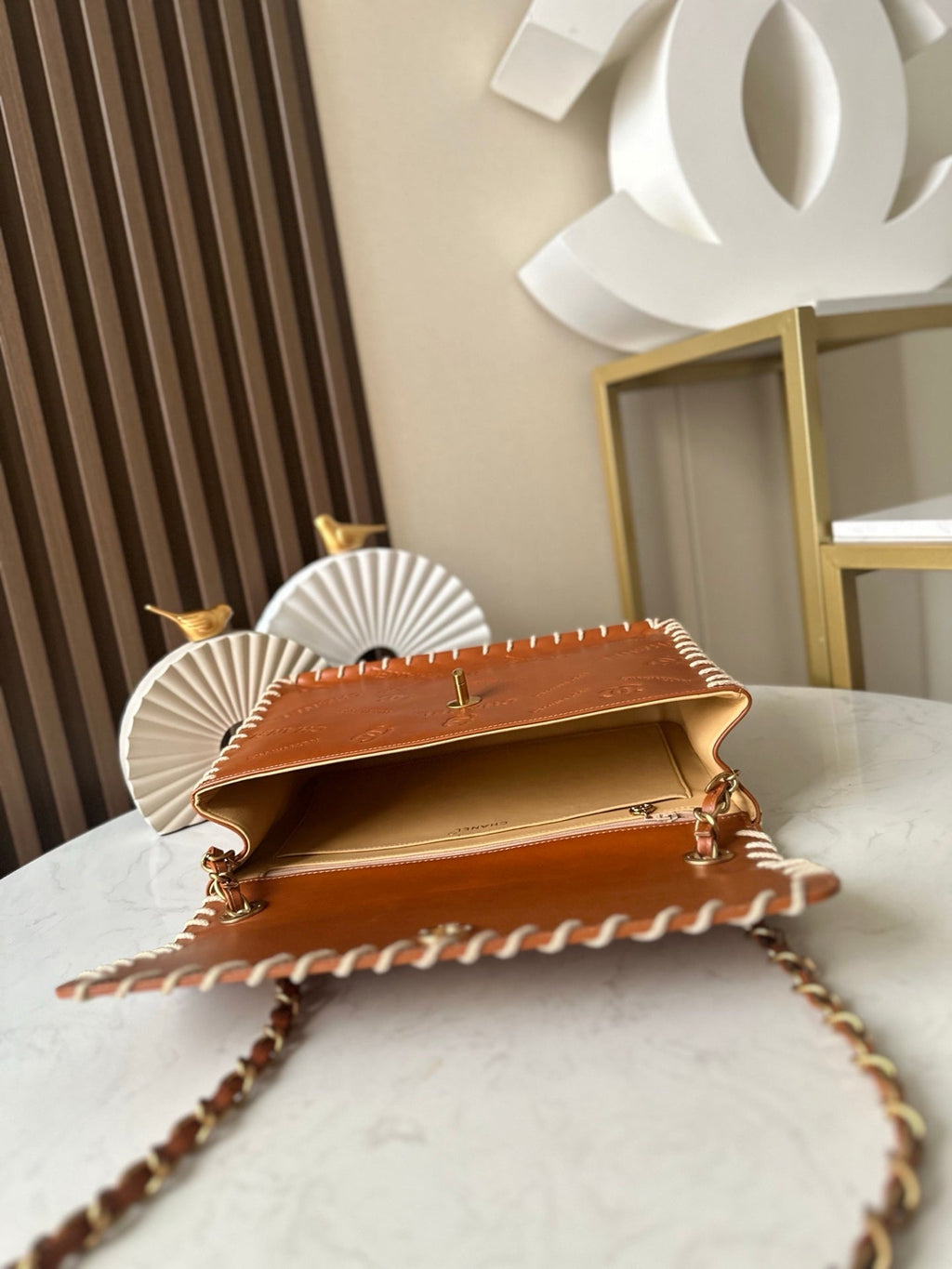 CHANEL 25S FLAP BAG 25 IN BROWN CALFSKIN WITH GOLD HARDWARE