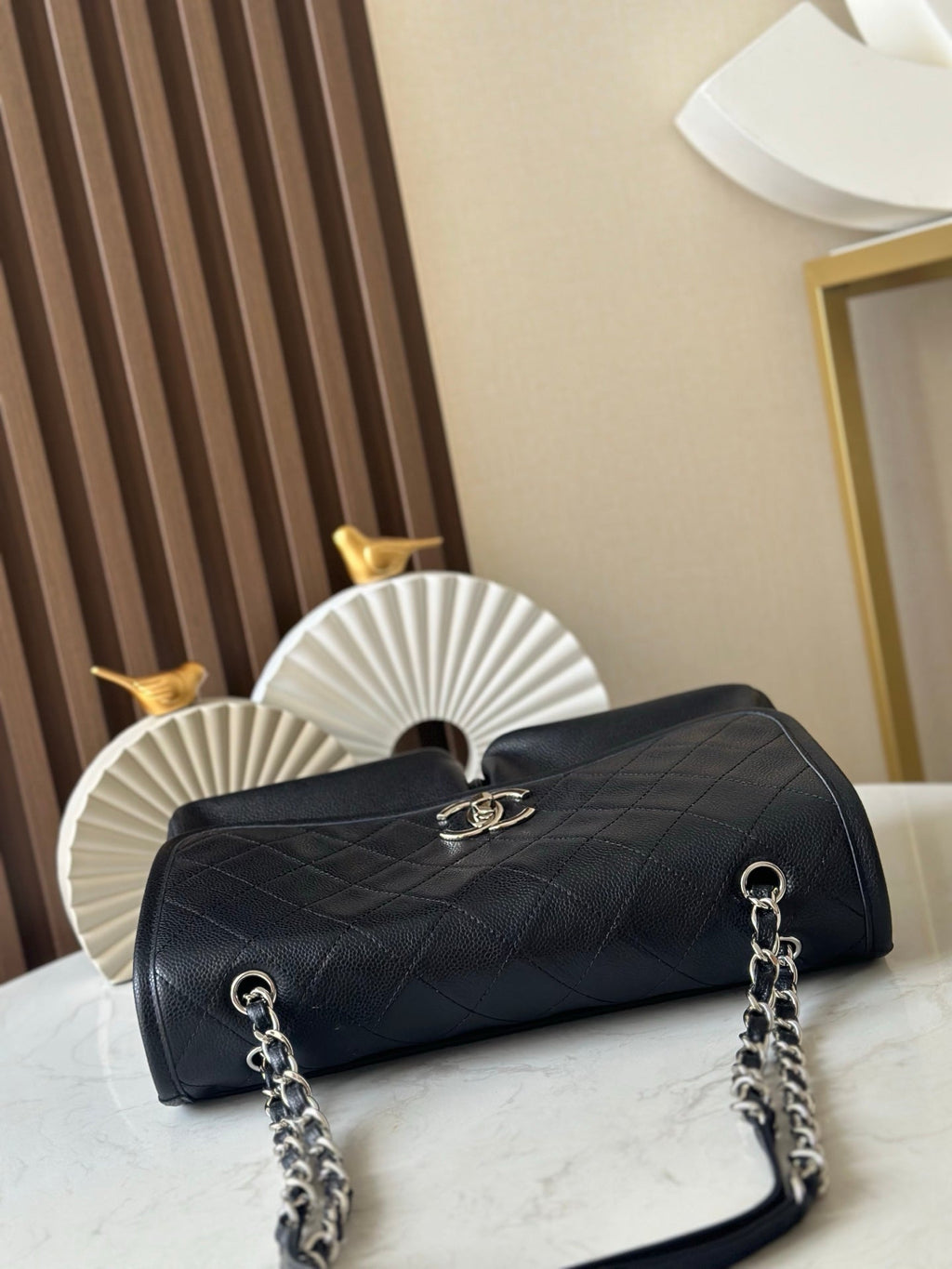 CHANEL 25S FLAP BAG 34 IN BLACK CAVIAR