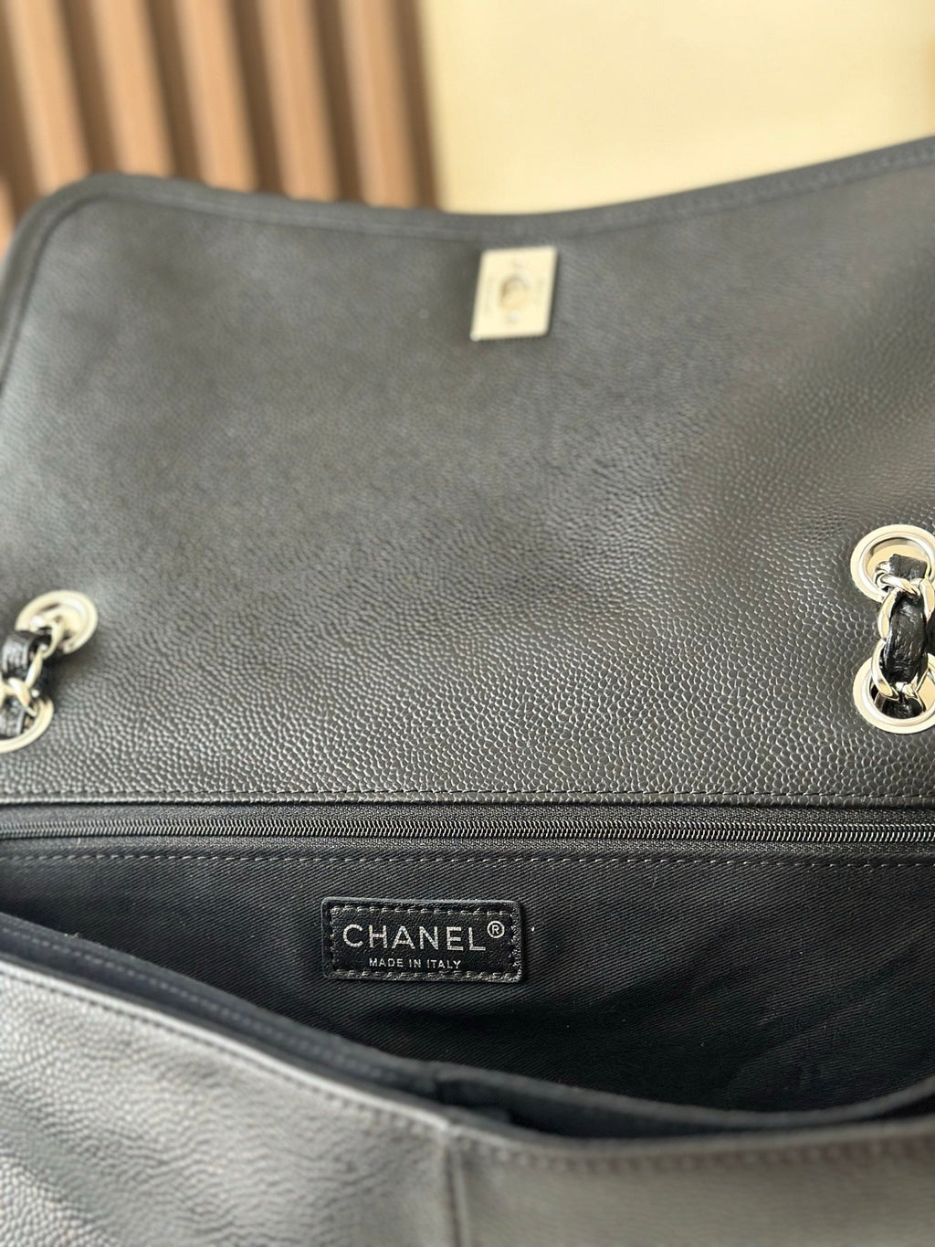 CHANEL 25S FLAP BAG 34 IN BLACK CAVIAR