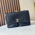 CHANEL 25S FLAP BAG 34 IN BLACK CAVIAR