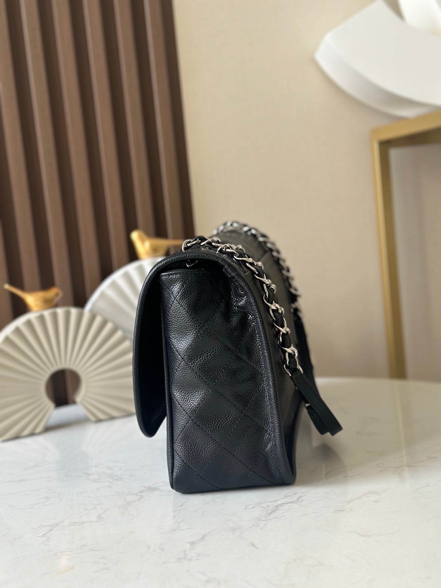 CHANEL 25S FLAP BAG 34 IN BLACK CAVIAR