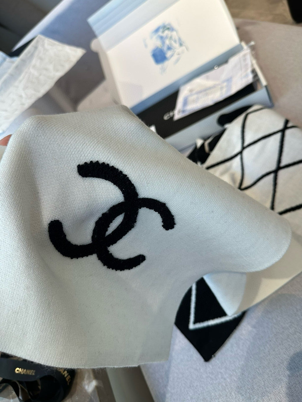 SCARF 180 CM IN BLACK MIX WHITE CASHMERE 401971