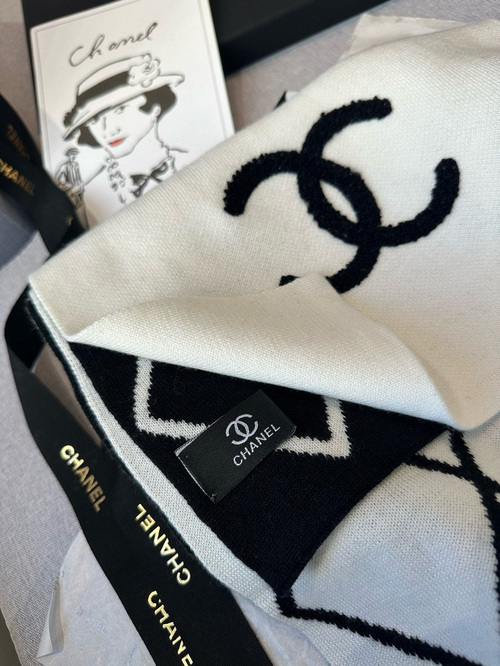 SCARF 180 CM IN BLACK MIX WHITE CASHMERE 401971