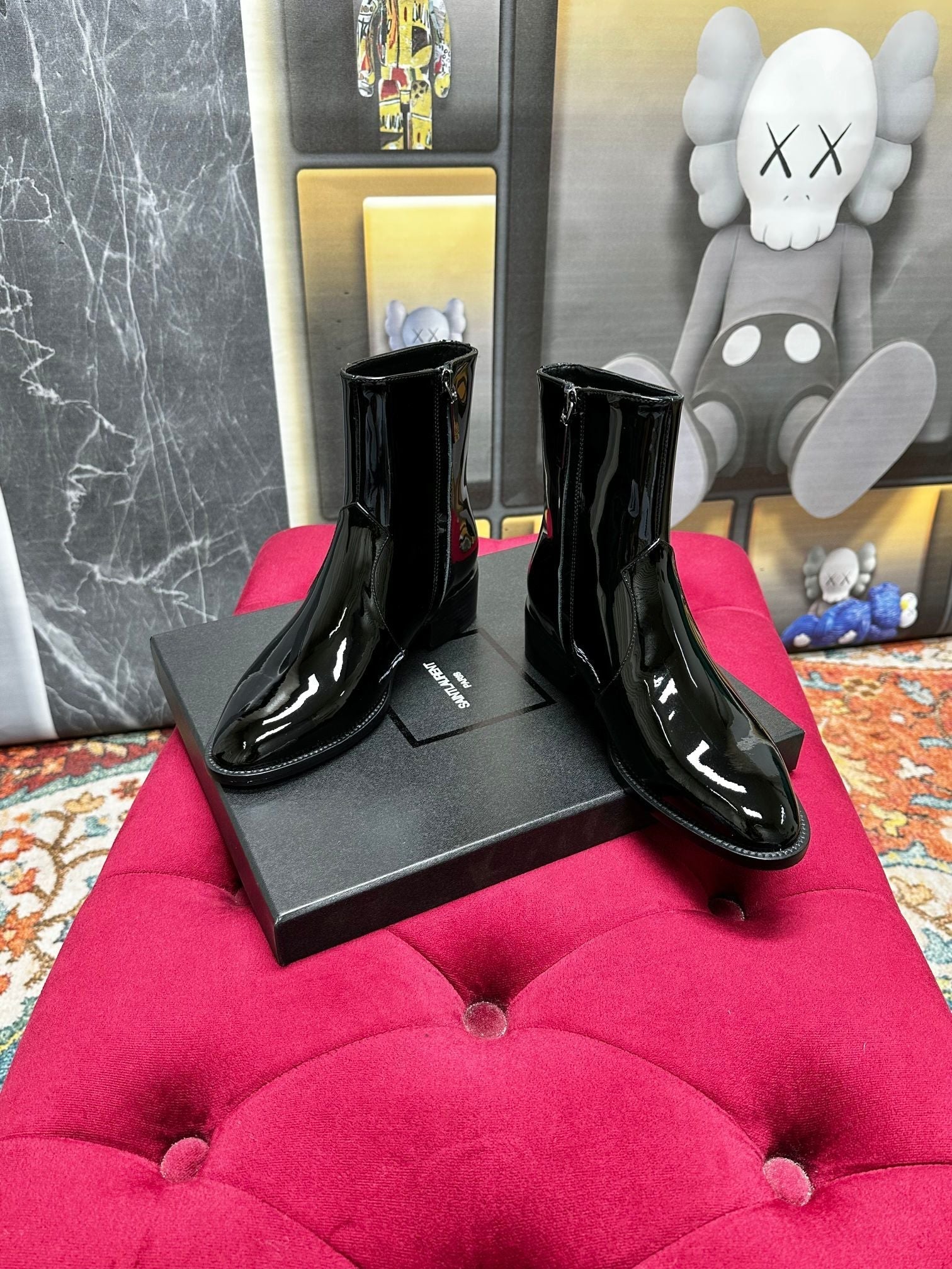 SL YVES NEW BOOTS BLACK POLISHED CALFSKIN