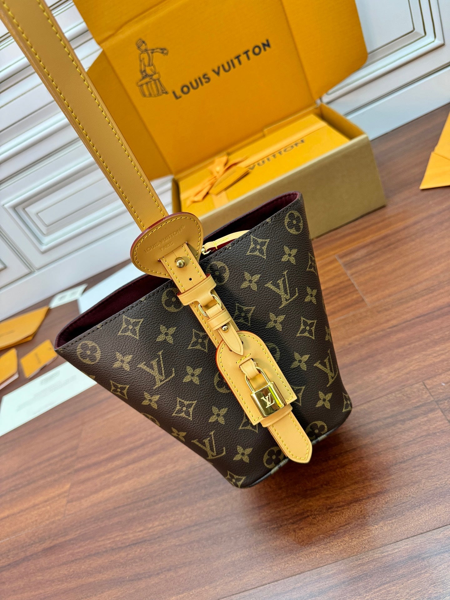 ALL IN BB BAG 18 IN BROWN MONOGRAM COATED CANVAS AND CALFSKIN