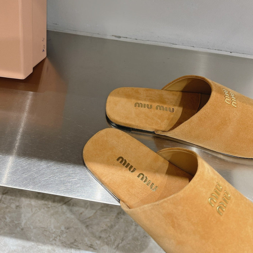 Mules Slippers Copper Color Lambskin