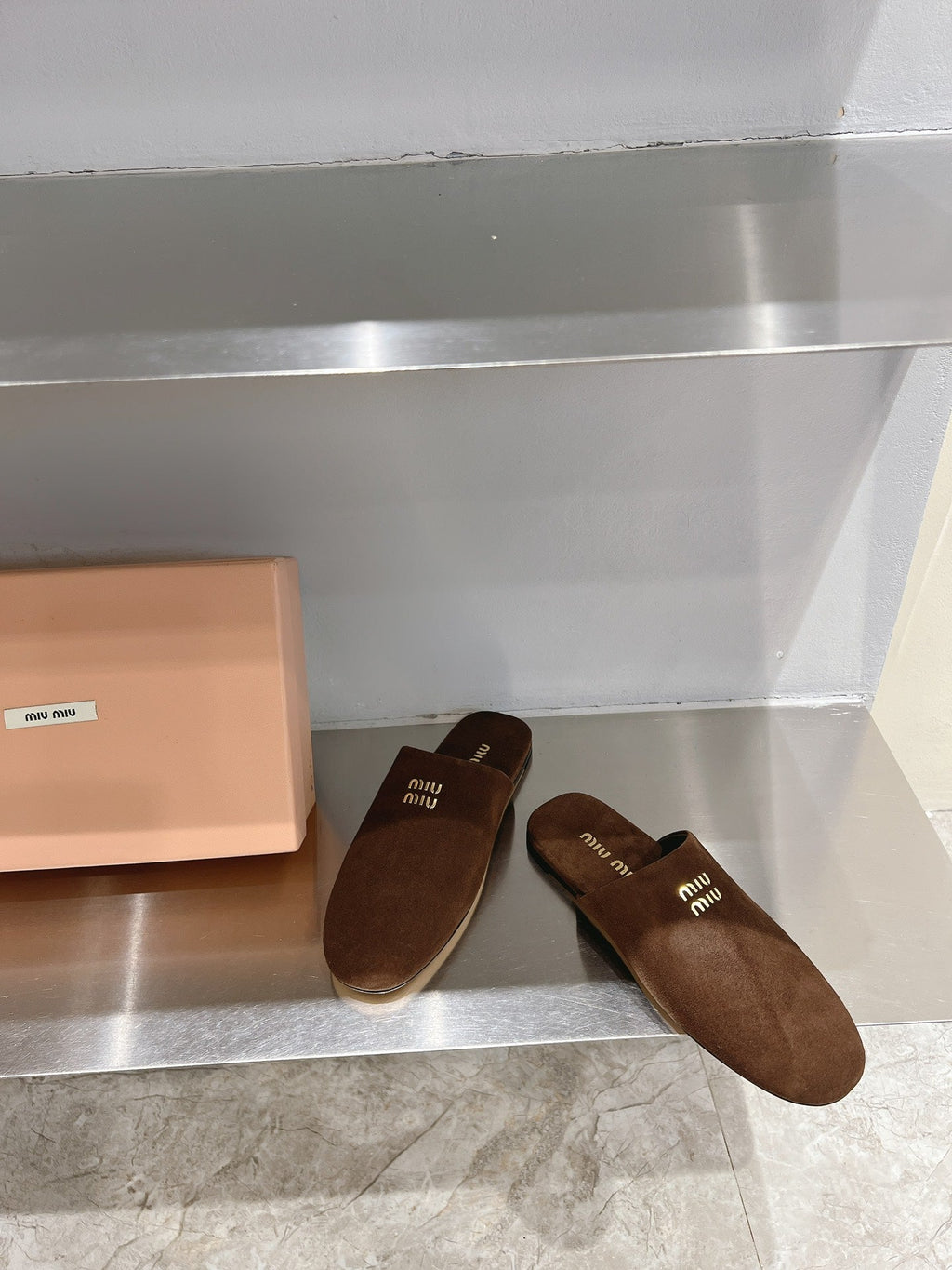Mules Slippers Pecan Color Lambskin