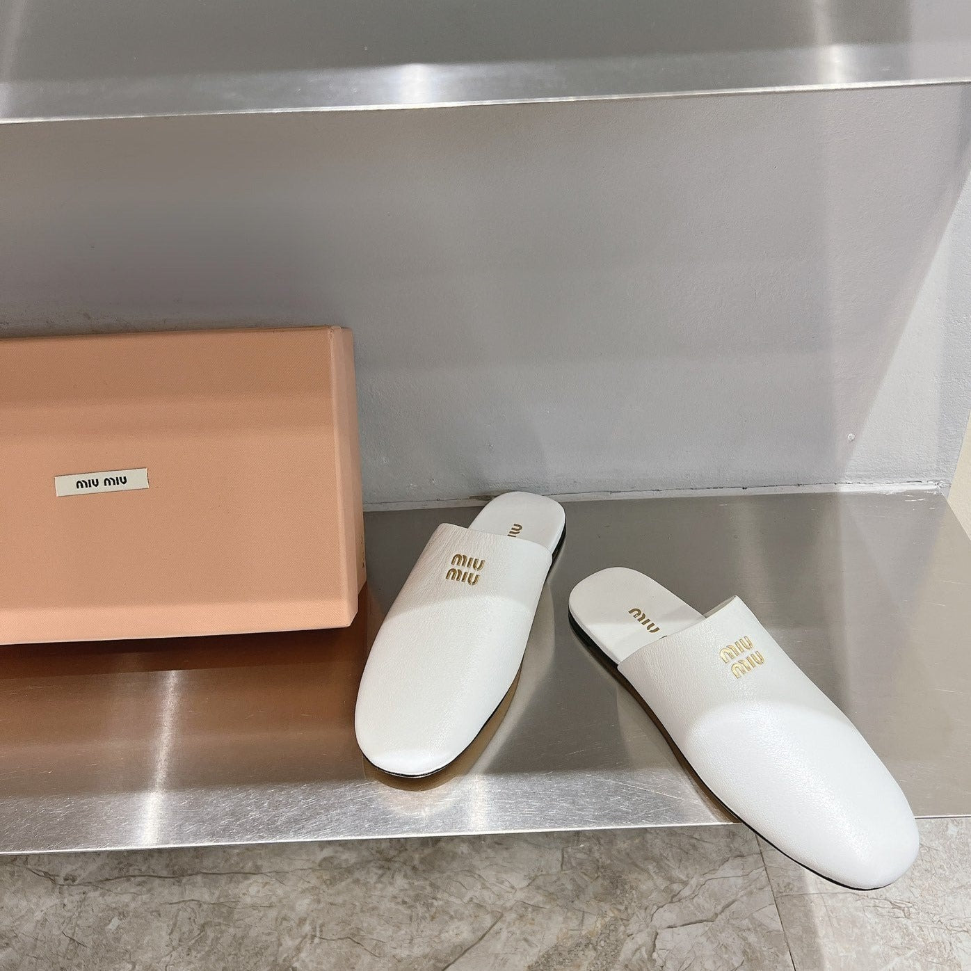 Mules Slippers White Lambskin