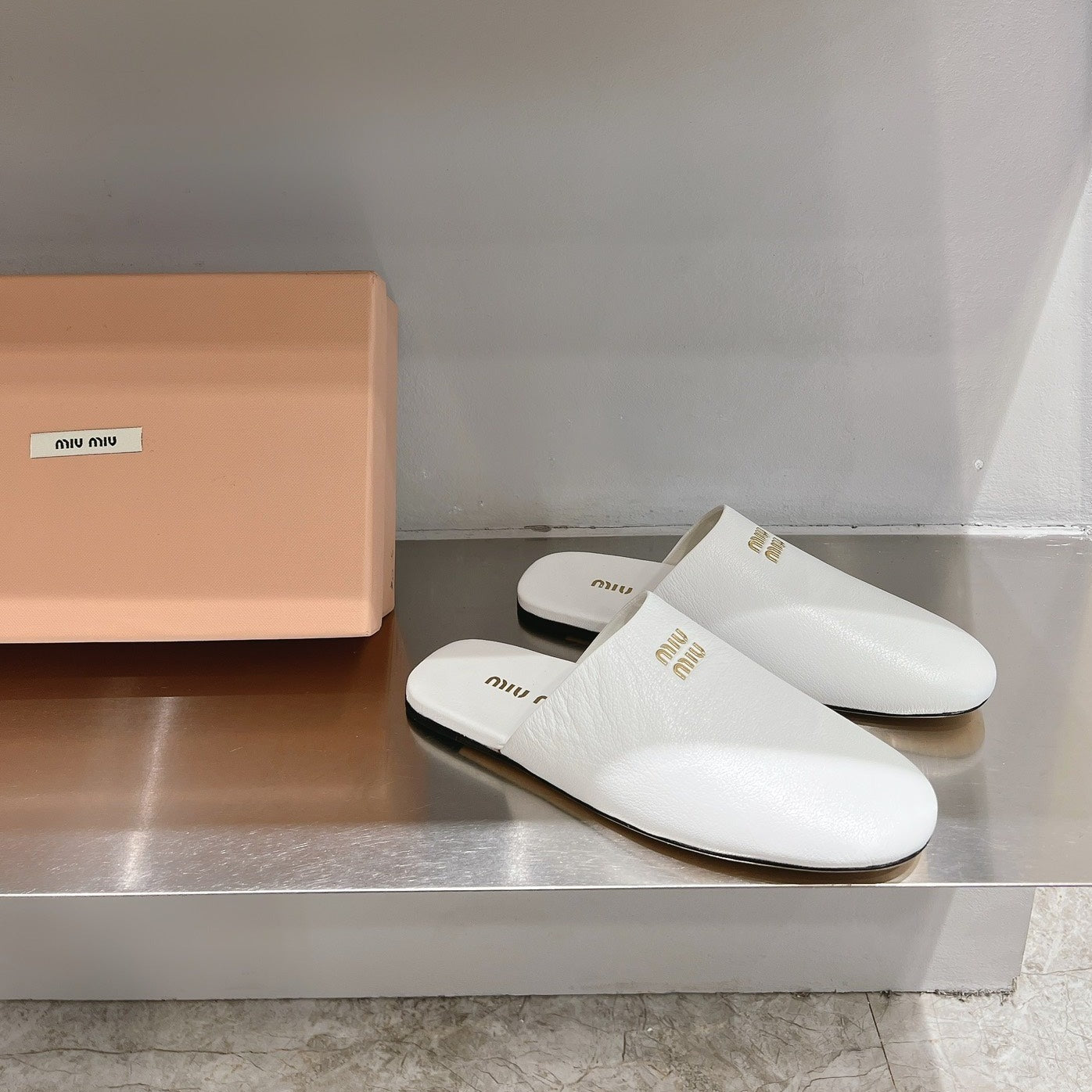 Mules Slippers White Lambskin