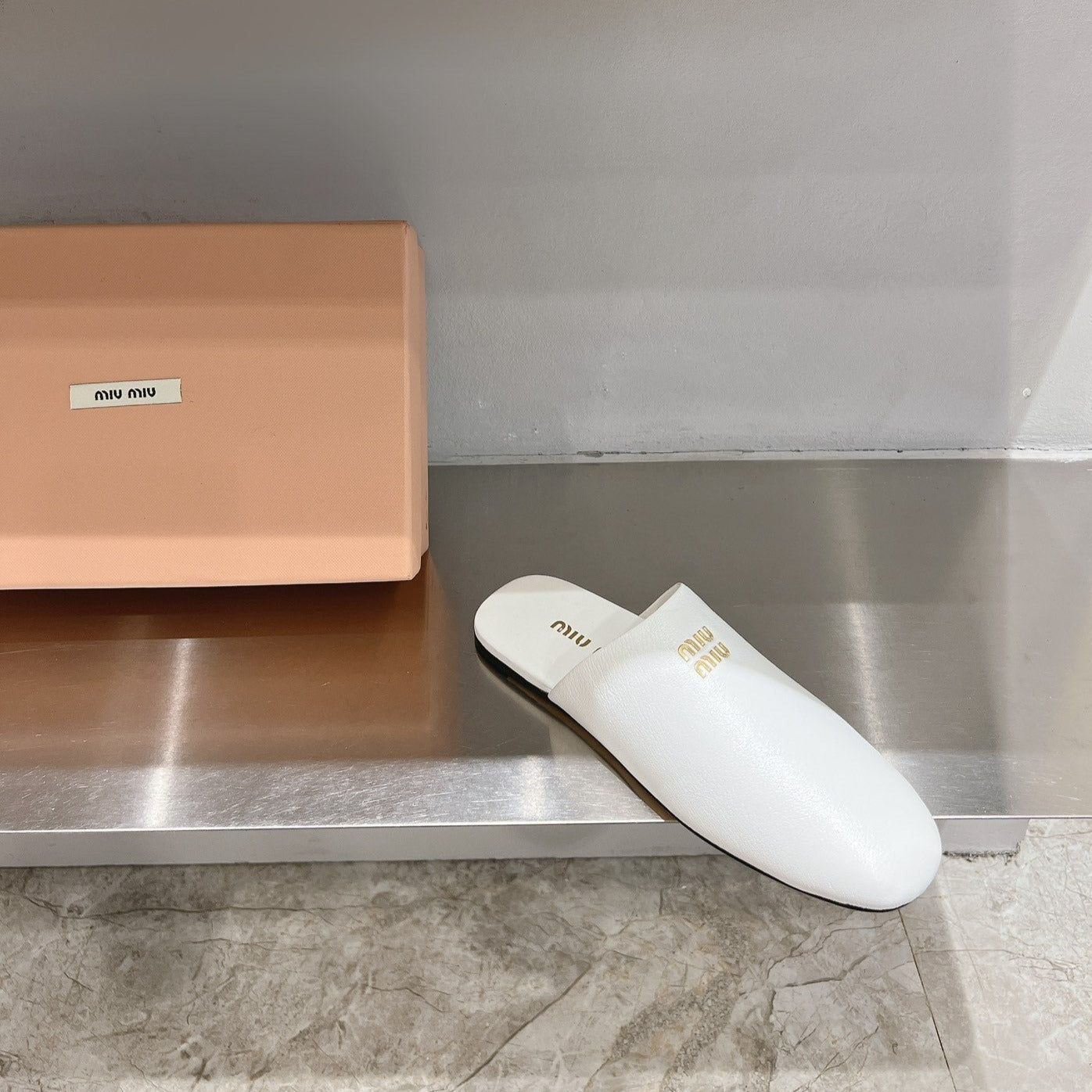 Mules Slippers White Lambskin