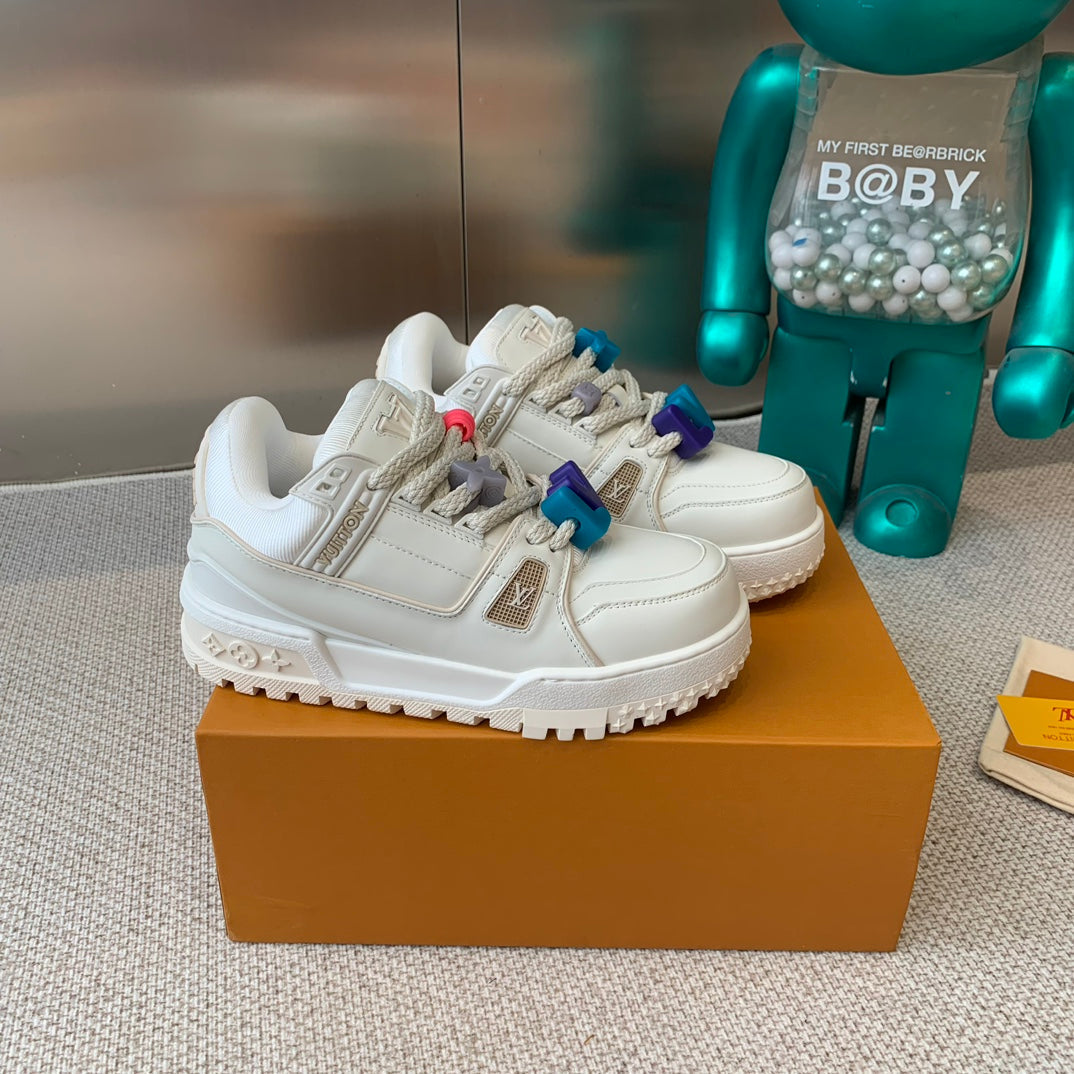 LV TRAINER MAXI SNEAKER IN WHITE CALFSKIN