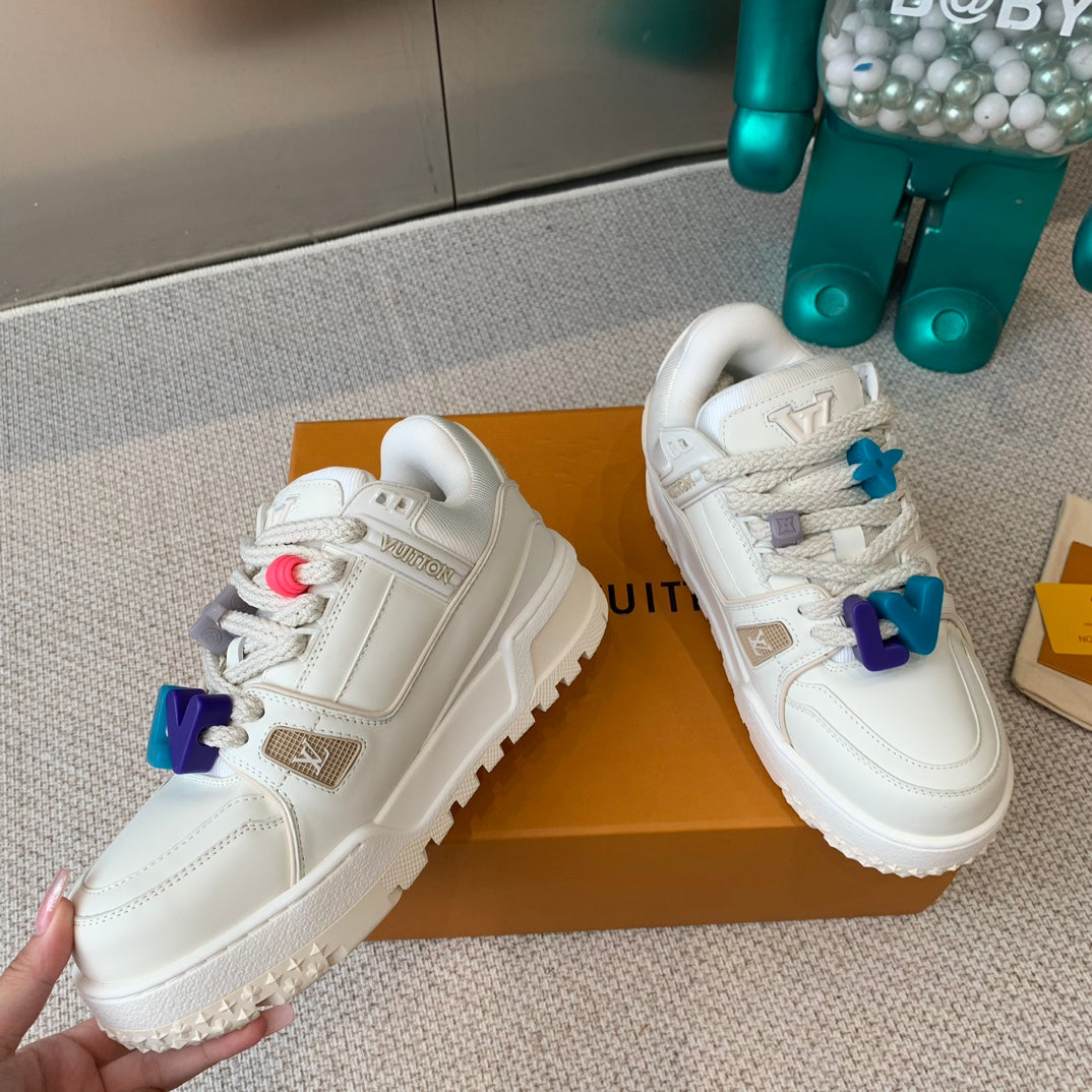 LV TRAINER MAXI SNEAKER IN WHITE CALFSKIN
