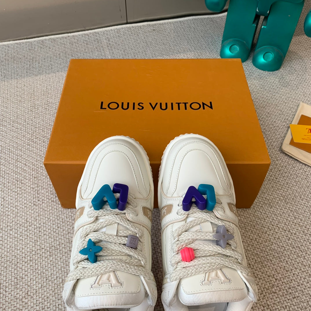 LV TRAINER MAXI SNEAKER IN WHITE CALFSKIN