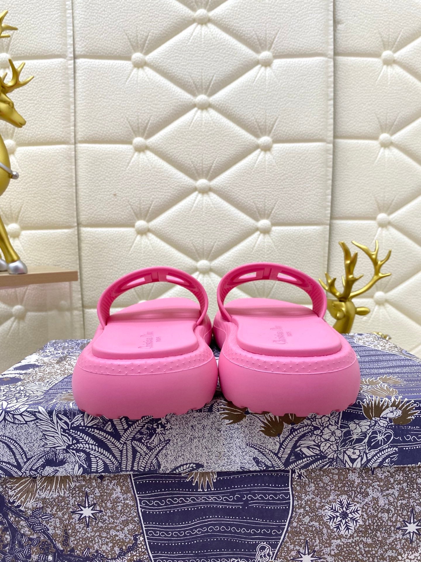 DIOR FLAT SLIDES 25S IN PINK TPU