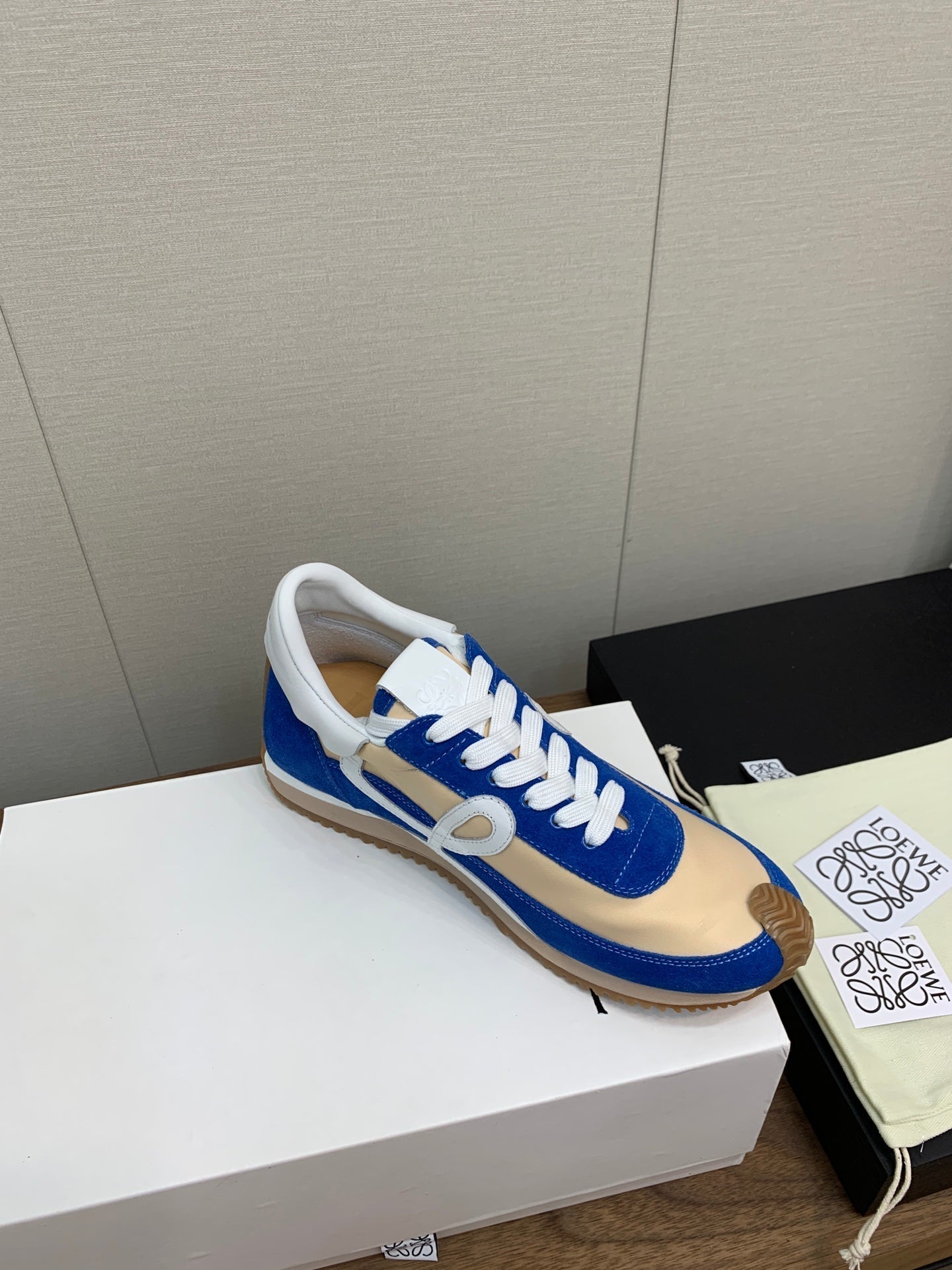 LW FLOW RUNNER SNEAKER COBALT-BEIGE SUEDE