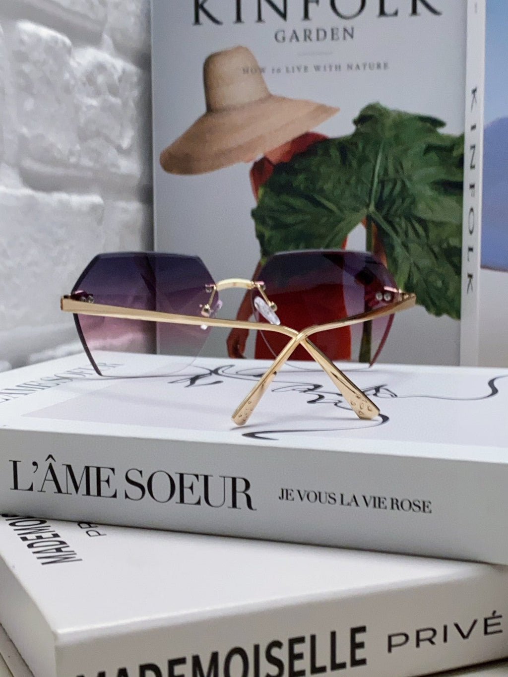 PANTHÈRE RIMLESS GEOMETRIC FRAME SUNGLASSES 562061 IN METAL