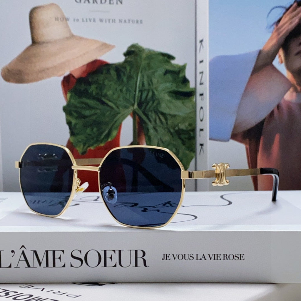 TRIOMPHE SUNGLASS 497823 IN GOLD METAL BLACK LENSES