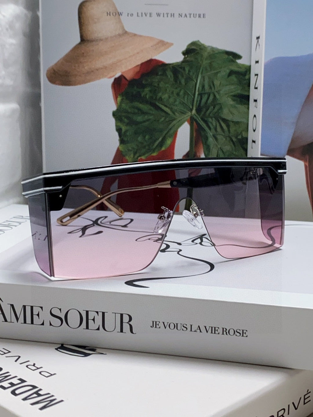 SUNGLASS CLUB M1U 566688 IN BLACK ACETATE PINK SMOKE LENSES