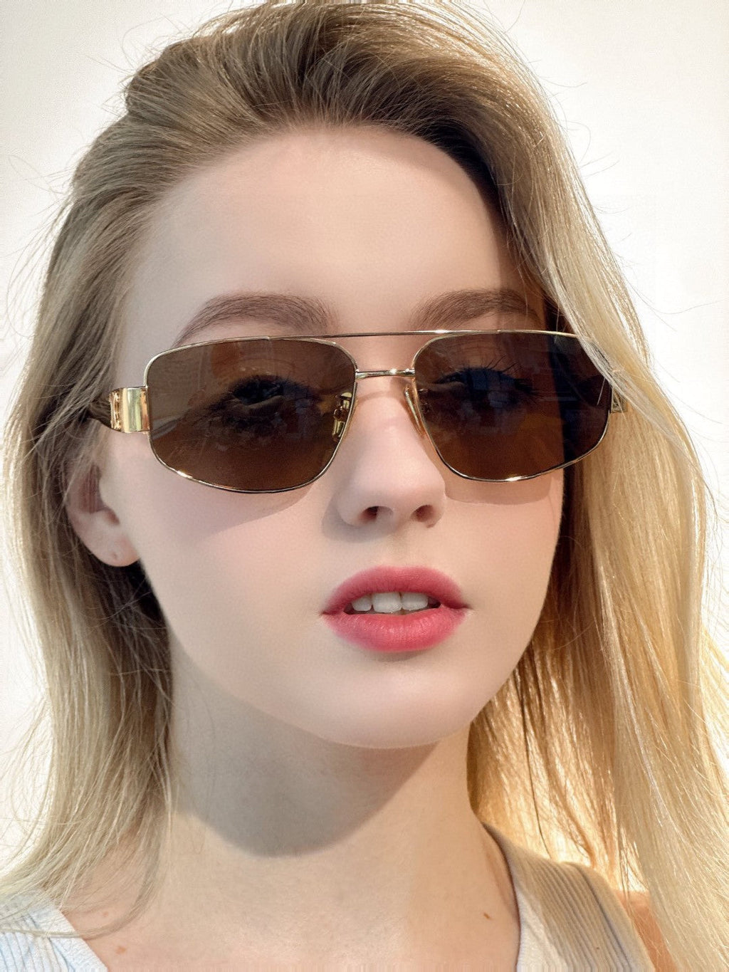 TRIOMPHE SUNGLASS 512998 IN GOLD METAL BROWN LENSES