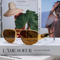 TRIOMPHE SUNGLASS 512998 IN GOLD METAL BROWN LENSES