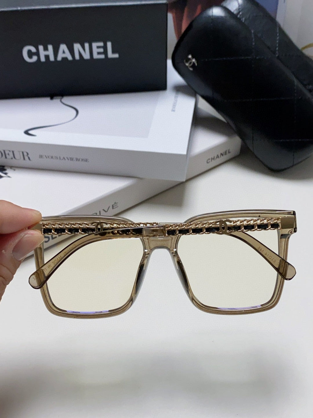 SQUARE SUNGLASSES 632881 IN GRAY CLEAR ACETATE