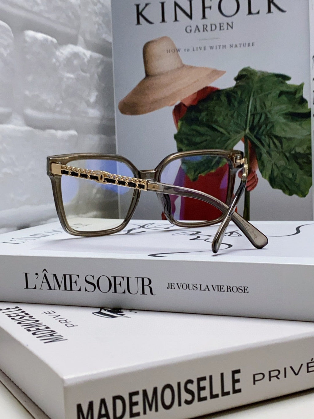 SQUARE SUNGLASSES 632881 IN GRAY CLEAR ACETATE