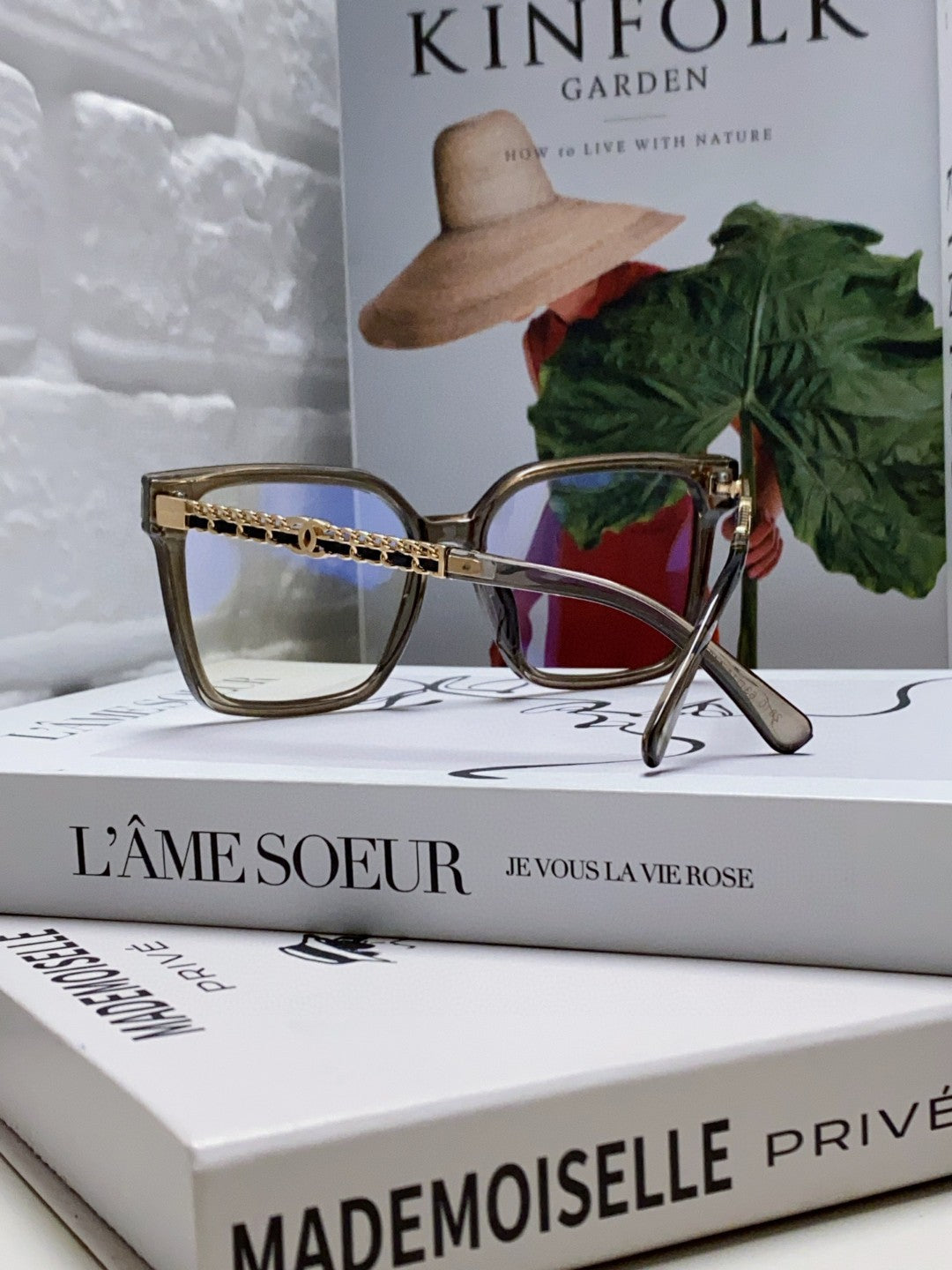 SQUARE SUNGLASSES 632881 IN GRAY CLEAR ACETATE