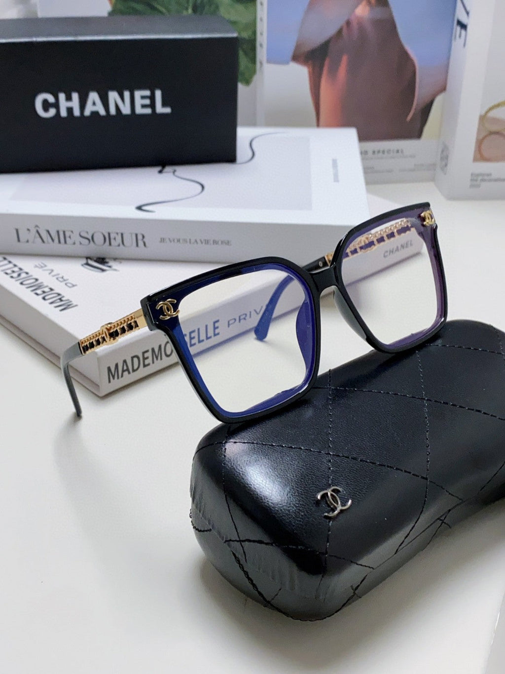 SQUARE SUNGLASSES 632882 IN BLACK ACETATE CLEAR LENSES