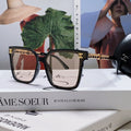SQUARE SUNGLASSES 632883 IN BLACK ACETATE LIGHT BROWN LENSES