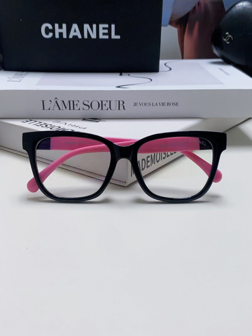 SQUARE SUNGLASSES 632888 IN BLACK AND PINK ACETATE