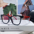 SQUARE SUNGLASSES 632889 IN BLACK AND RED ACETATE