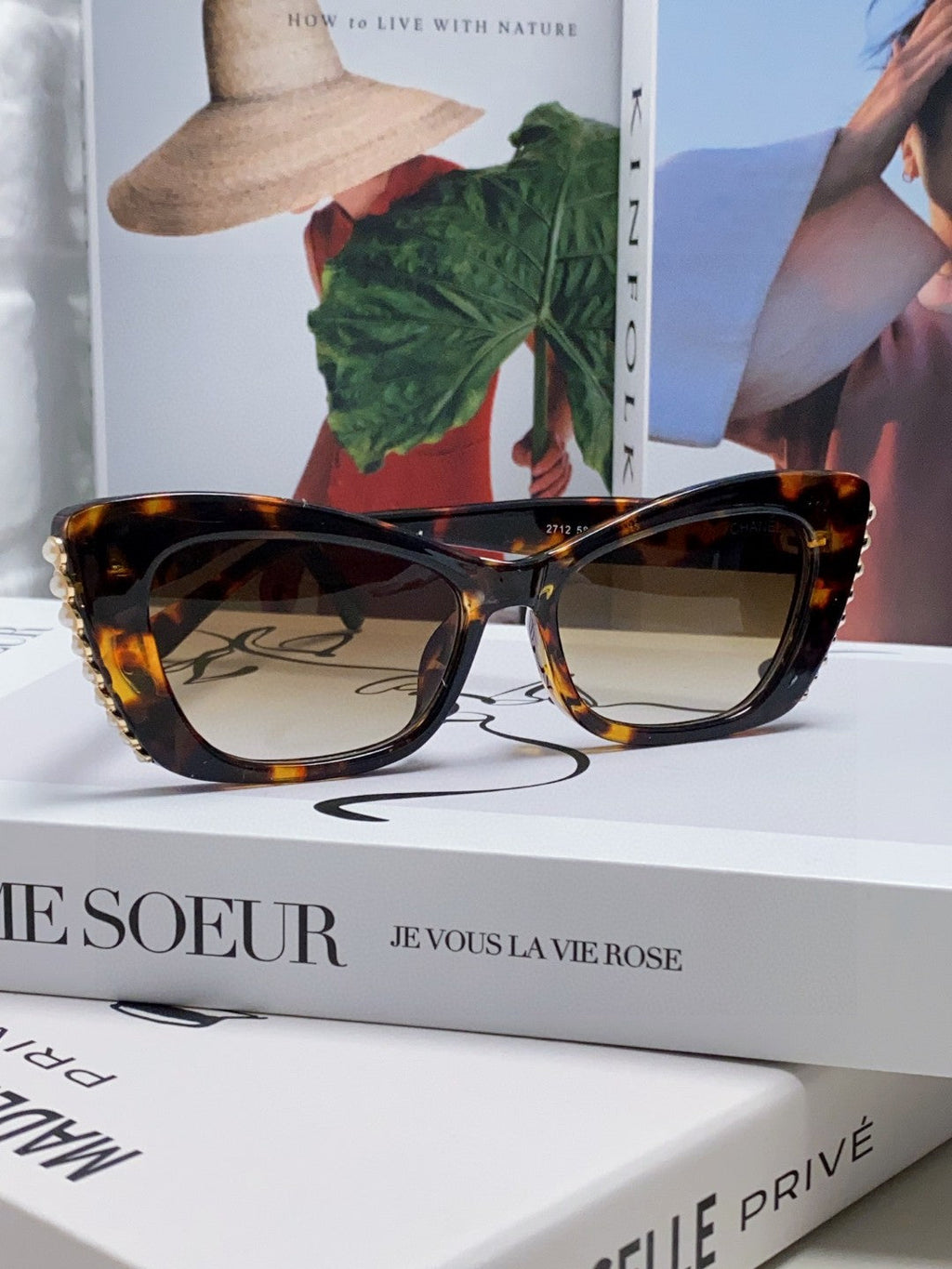 CAT EYE SUNGLASSES 632699 IN HAVANA ACETATE EMBOSSED PEARL