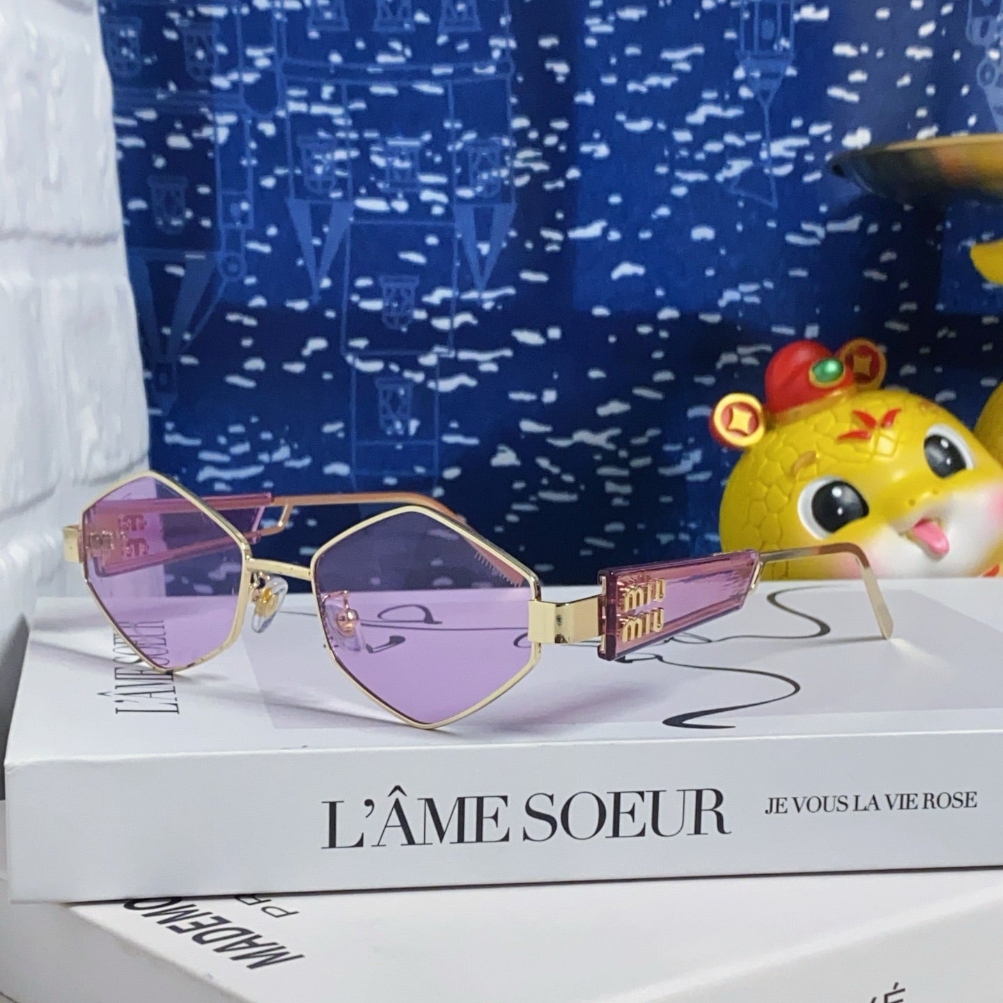 LOGO SUNGLASSES 560863 IN PURPLE CLEAR ACETATE GOLD METAL