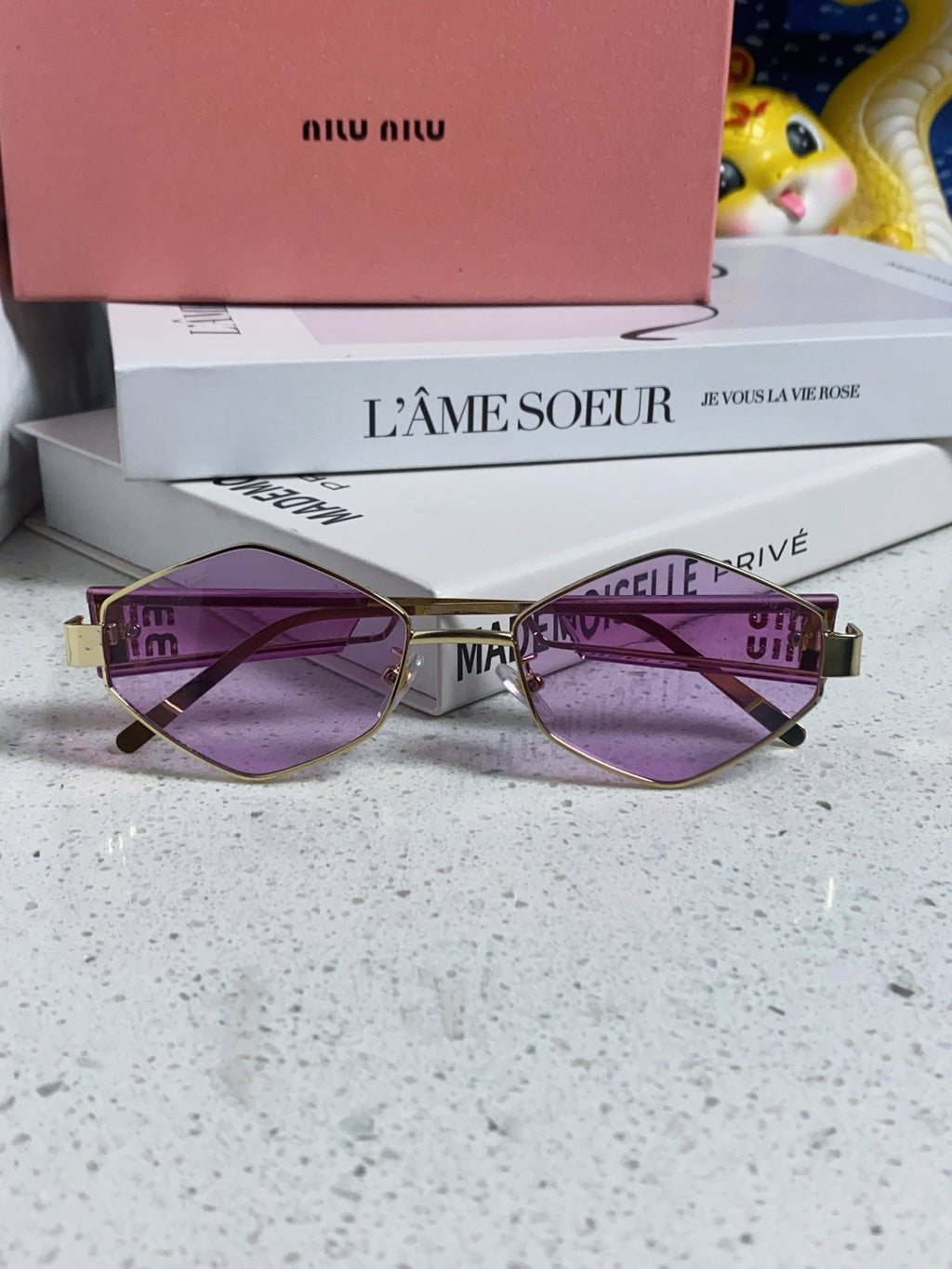 LOGO SUNGLASSES 560863 IN PURPLE CLEAR ACETATE GOLD METAL