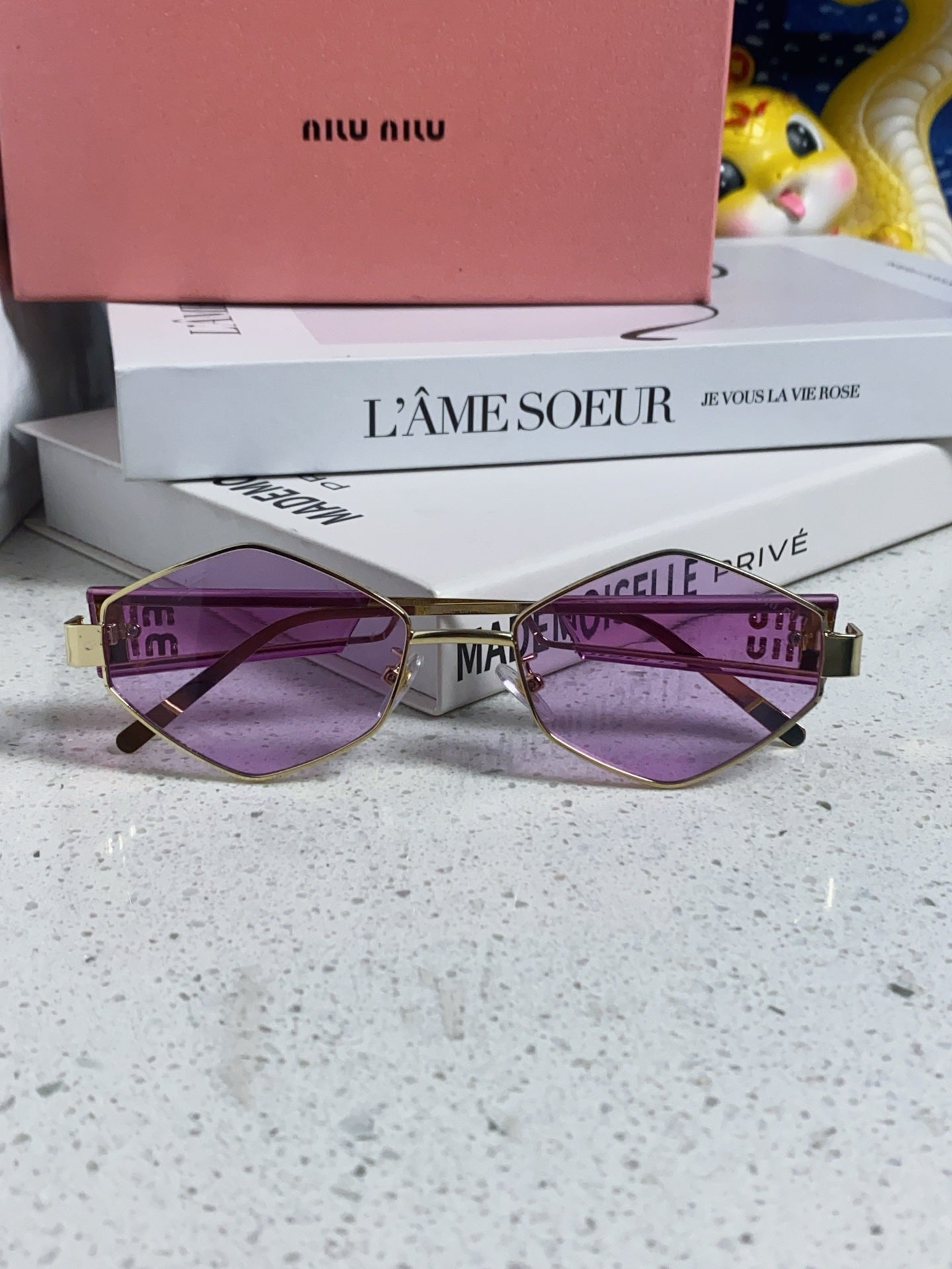 LOGO SUNGLASSES 560863 IN PURPLE CLEAR ACETATE GOLD METAL