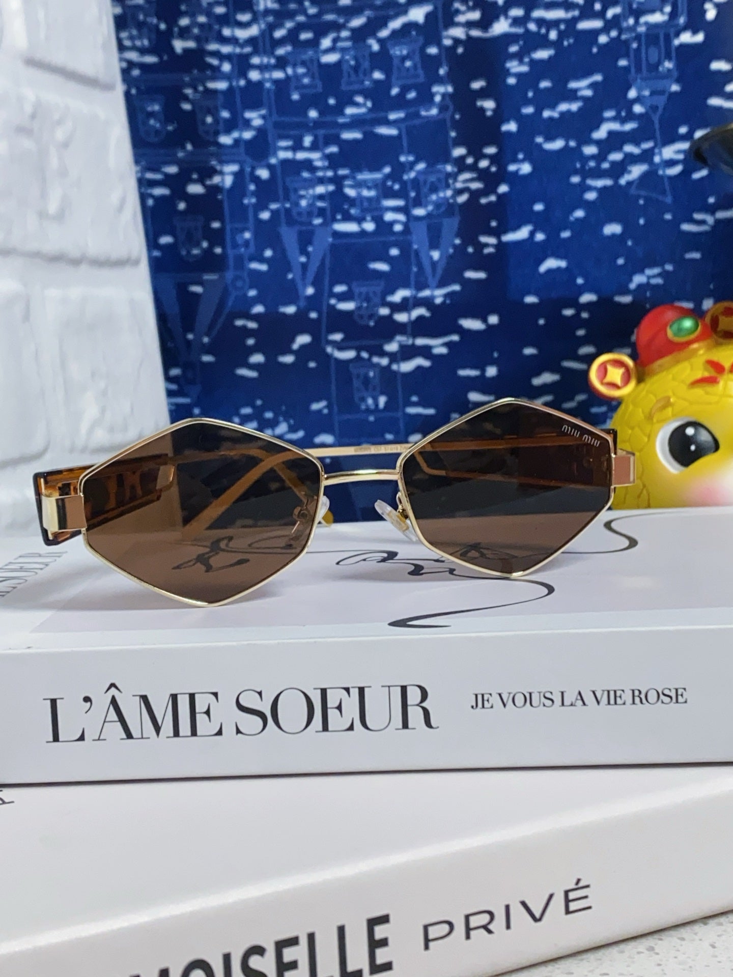 LOGO SUNGLASSES 560865 IN HAVANA ACETATE GOLD METAL BROWN LENS