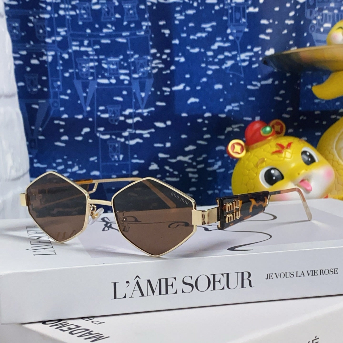 LOGO SUNGLASSES 560865 IN HAVANA ACETATE GOLD METAL BROWN LENS
