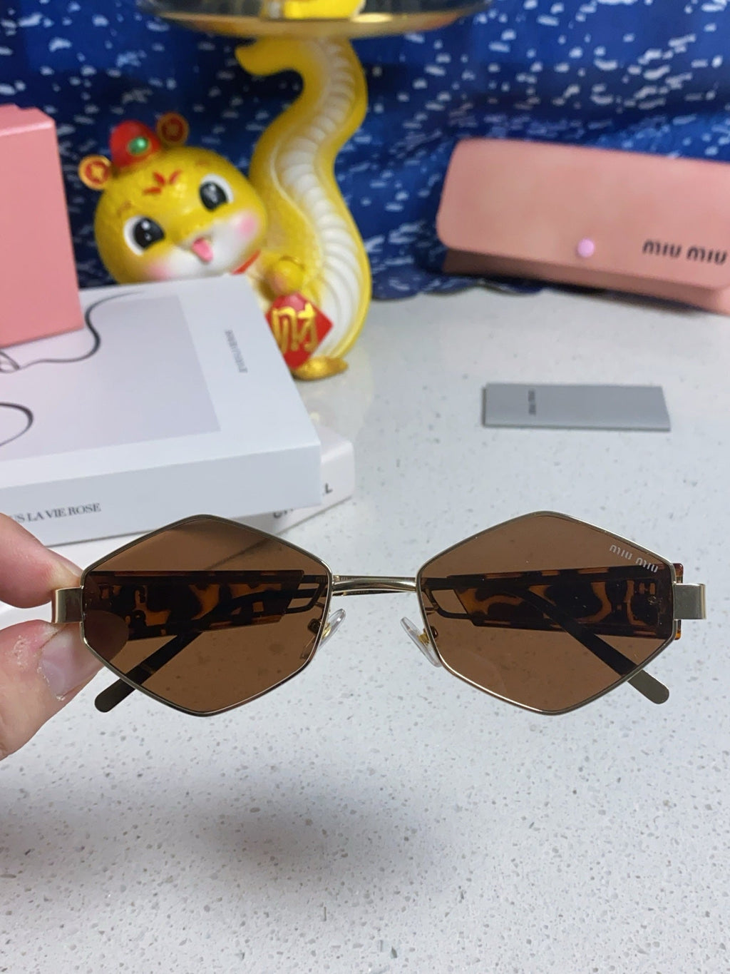 LOGO SUNGLASSES 560865 IN HAVANA ACETATE GOLD METAL BROWN LENS