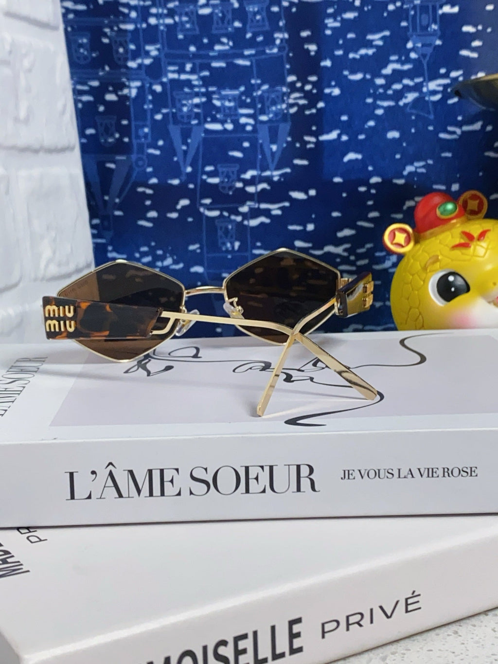 LOGO SUNGLASSES 560865 IN HAVANA ACETATE GOLD METAL BROWN LENS