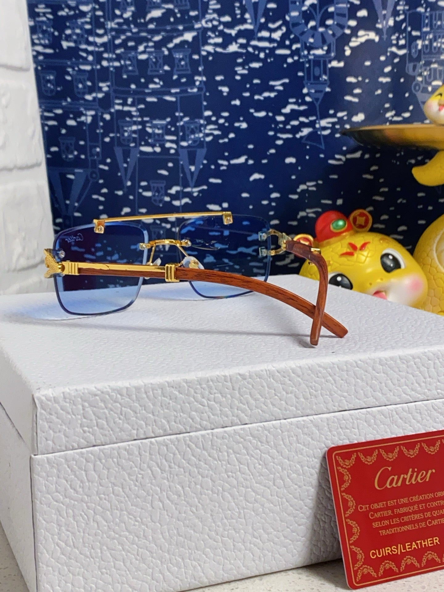 C DE SQUARE FRAME SUNGLASSES 522656 IN METAL AND WOODEN