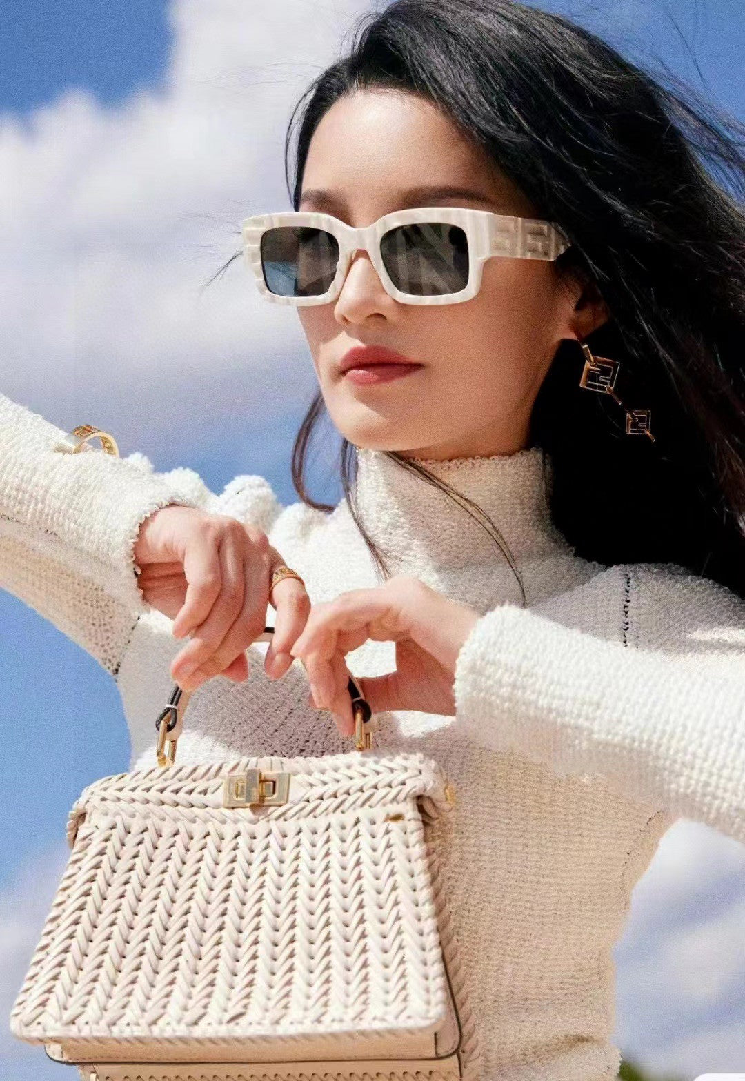 ROMA EMBOSSED RECTANGULAR FRAME SUNGLASSES 527221 IN ACETATE