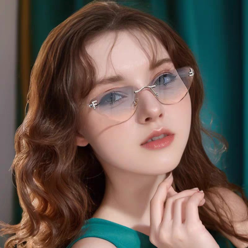 SKY RIMLESS TRIANGLE FRAME SUNGLASSES 566724 IN METAL