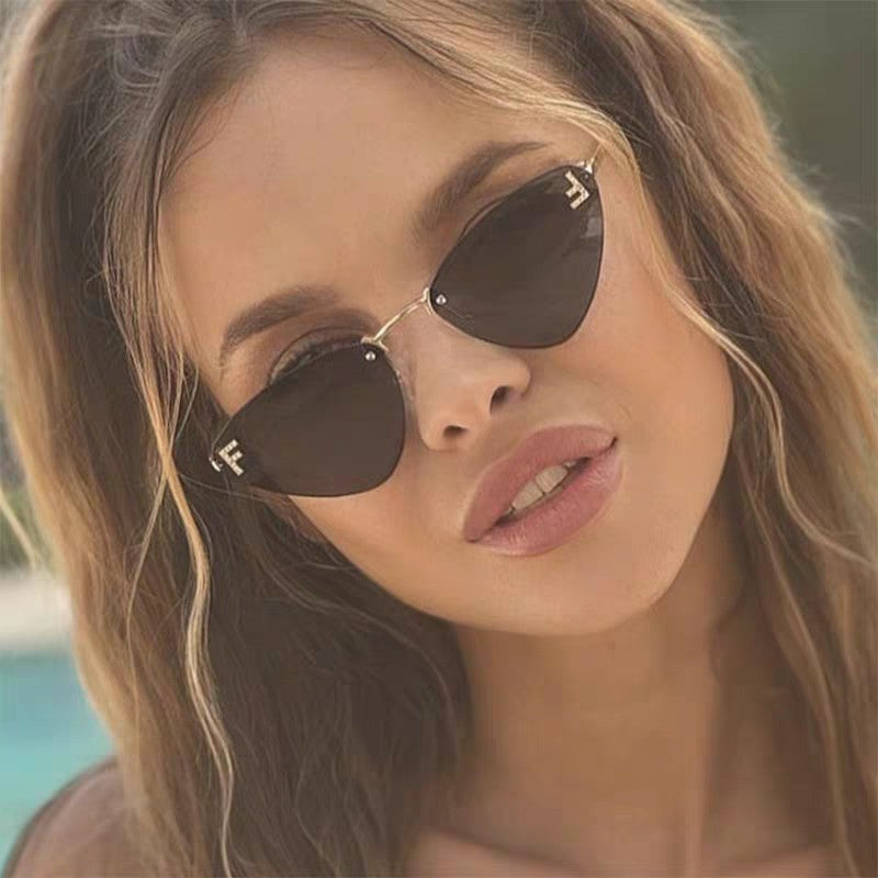 SKY RIMLESS TRIANGLE FRAME SUNGLASSES 566724 IN METAL