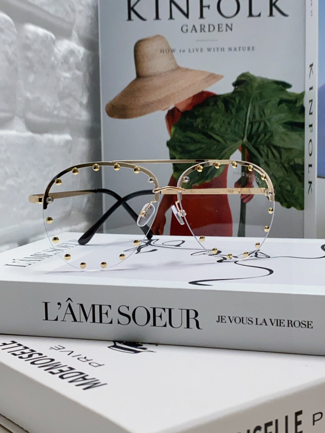 PARTY PILOT SUNGLASSES 567463 IN GOLD METAL CLEAR LENSES