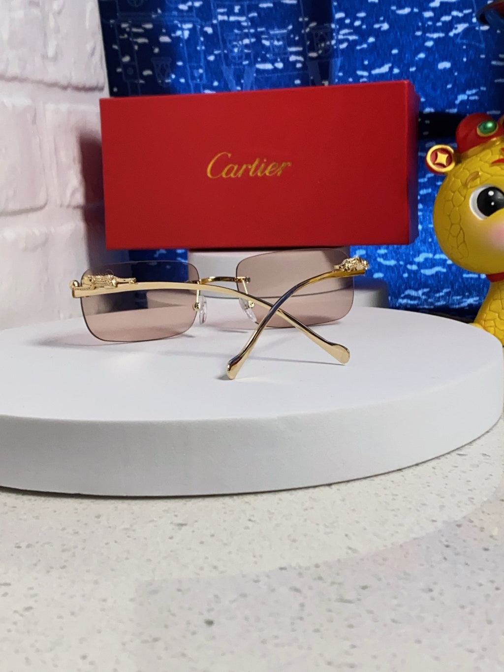 PANTHÈRE RIMLESS RECTANGULAR FRAME SUNGLASSES 531822 IN METAL