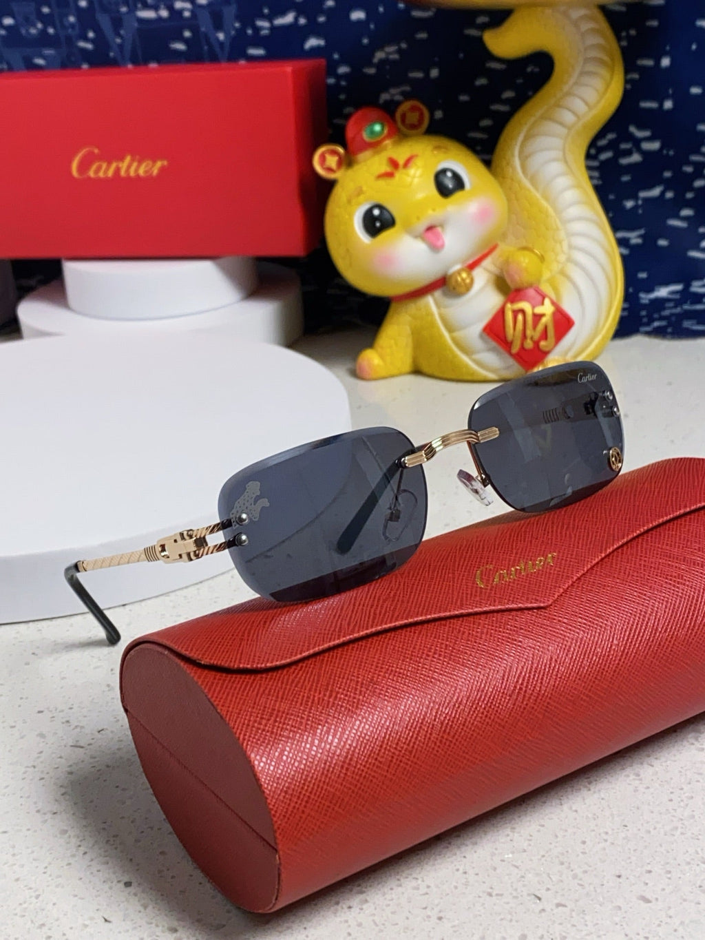 SIGNATURE C DE RECTANGULAR FRAME SUNGLASSES 533233 IN METAL