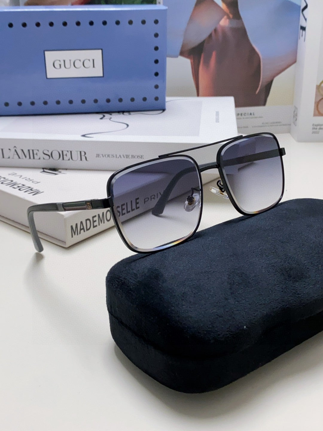 SQUARE FRAME SUNGLASSES 570213 IN METAL