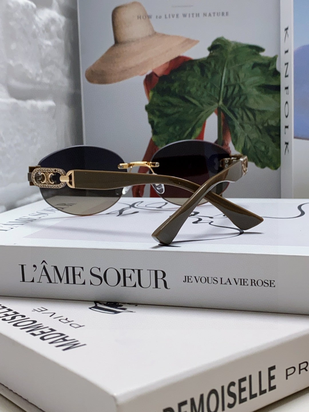 TRIOMPHE SUNGLASSES 573246 IN TAUPE BROWN METAL GRADIENT SMOKE LENSES