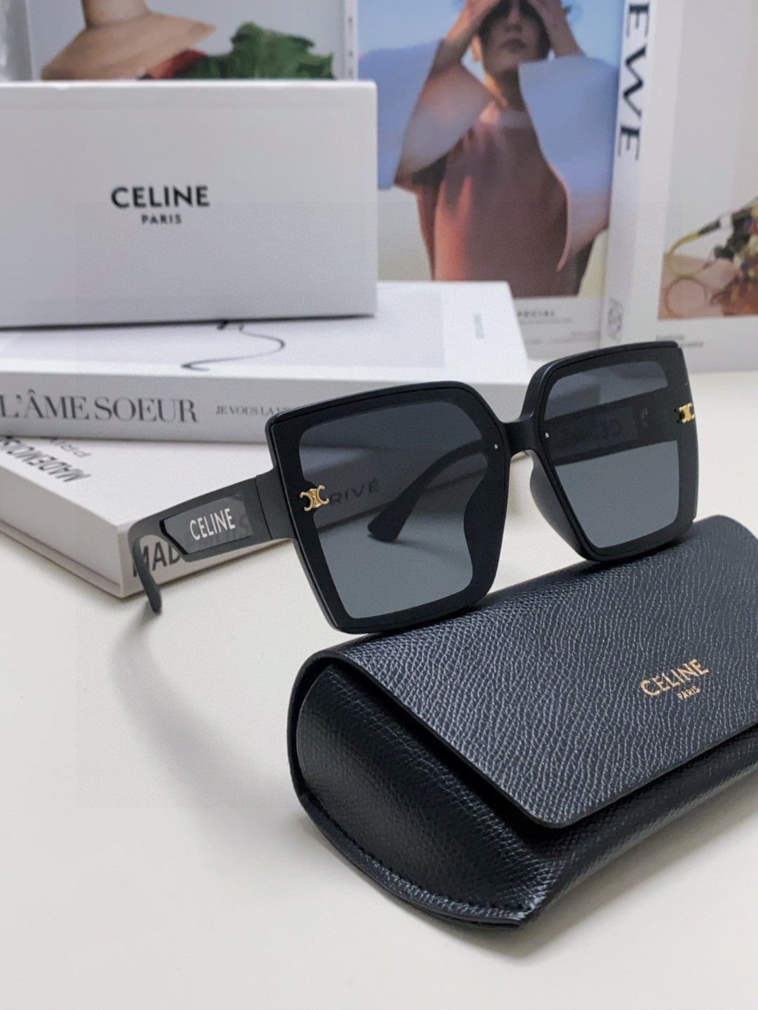 TRIOMPHE SUNGLASSES 573256 IN BLACK ACETATE
